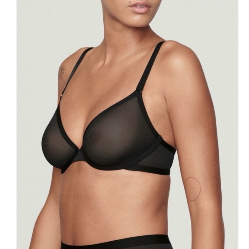 Cuup The Plunge Mesh Bra in Black SZ 34G NWOT